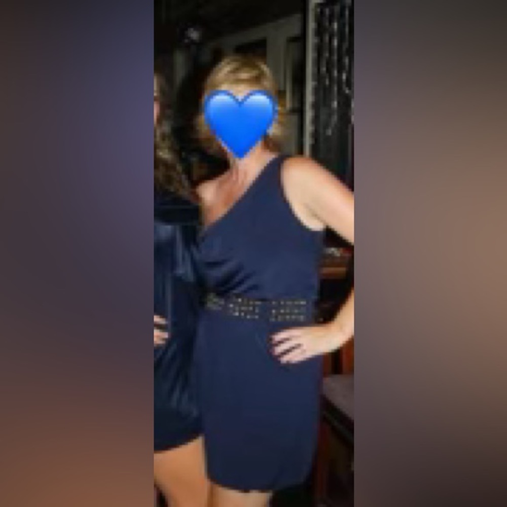 Laundry by Shelli Segal Navy short one shoulder dress